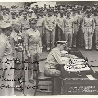 Chester W. Nimitz Signed Photo on the U.S.S. Missouri