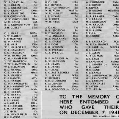 For reference only: L. L. Collier Jr.'s name on the Wall of Names at the USS Arizona Memorial, Pearl Harbor, Oahu, Hawaii.