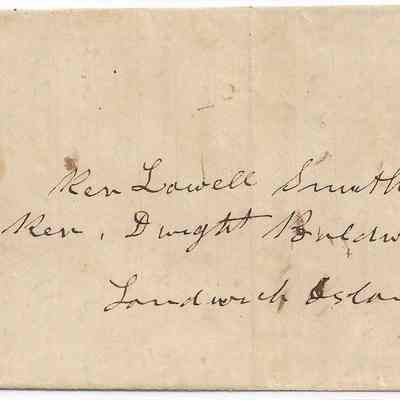Author's Personal Collection: HAWAII, "Rev. Lowell Smith or Rev. Dwight Baldwin, Sandwich Islands". Address on inner folio of folded letter, docketed "Miss S. Oliphant, July 28/48", minor age spotting, Very Fine

Provenance - Robert A Siegel Auction Sale Date — Thursday-Friday, 4-5 June, 2020 Sale 1223 Lot #8008