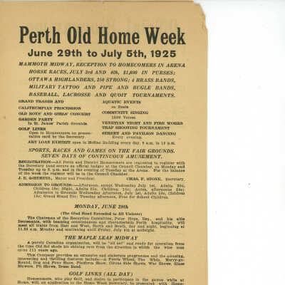 Old Home Week Programme 1925