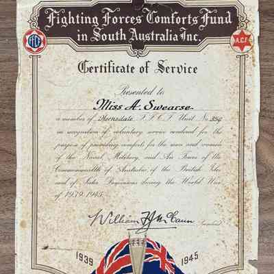 Fighting Forces Comforts Fund Certificate