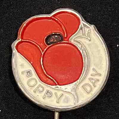 Poppy Day pin, metal, enamel red, reverse 2/, Parkes Bros