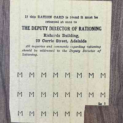 2023.252.3v: Reverse of Meat Ration Card showing address details of  the Deputy of Rationing.