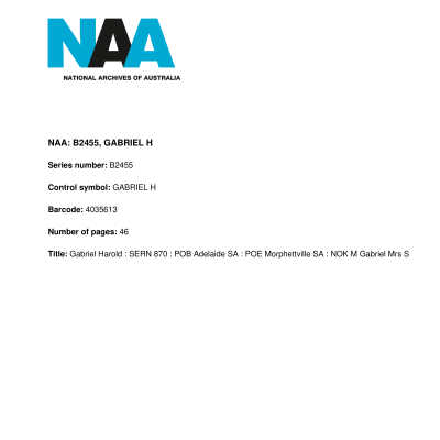 Service Record: Complete service record of 870 Harold Gabriel