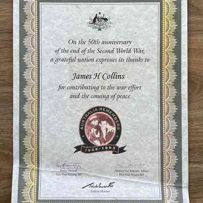 50 Years WW2 Certificate