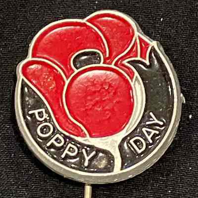 Poppy Day pin, metal, enamel red & black, reverse 2/, Parkes Bros