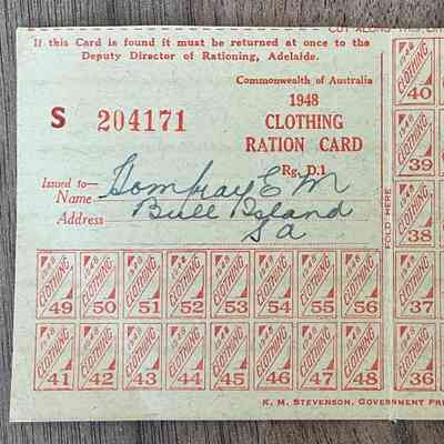 Clothing Ration Card