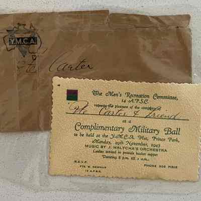 Complimentary Invitation for The Men's Recreation Committee Military Ball, including envelope