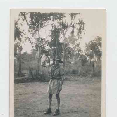 Unidentified Australian Soldier Holding a Dog