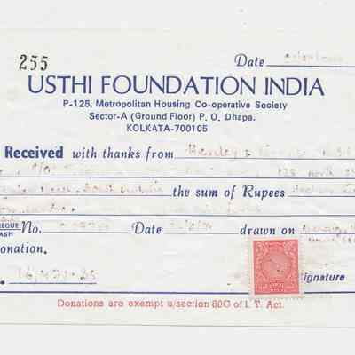 USTHI Foundation India Donation Receipt