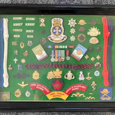 Framed Collection of Military Related Memorabilia