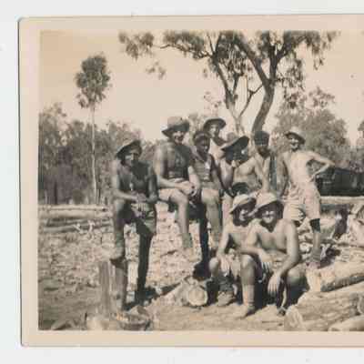Group of Seven (7) Unidentified Australian Soldiers and Two (2) First Nations People