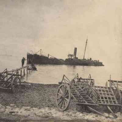 Print of Wrecked Ship at Gallipoli
