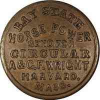 Civil War Token A. & C. F. Wright Horse Power Harvard, MA