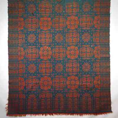 Pennsylvania coverlet by John Brosey for A. Huber, 1841, tied beiderwand
