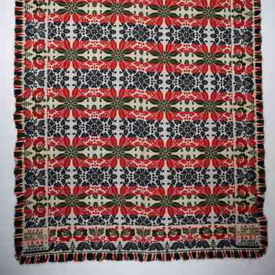 Pennsylvania coverlet; tied half doublecloth; Michael Kaufman 1846