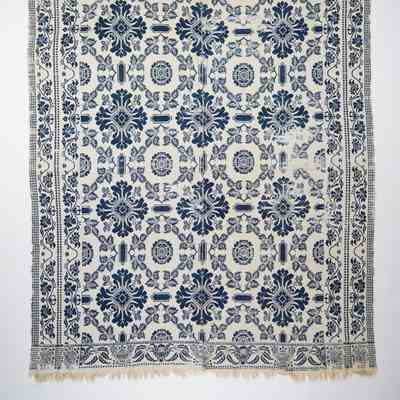 Coverlet; tied half doublecloth; 1855