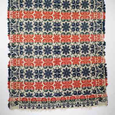 Ohio coverlet; tied half doublecloth; 1848
