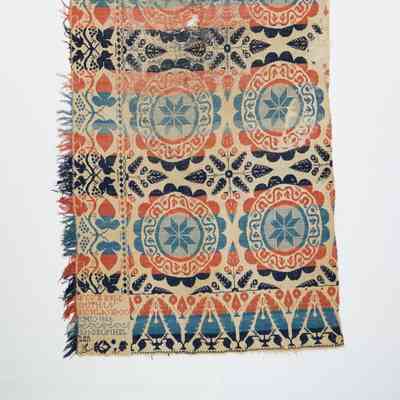 Ohio coverlet; tied half doublecloth; D. Smith 1855