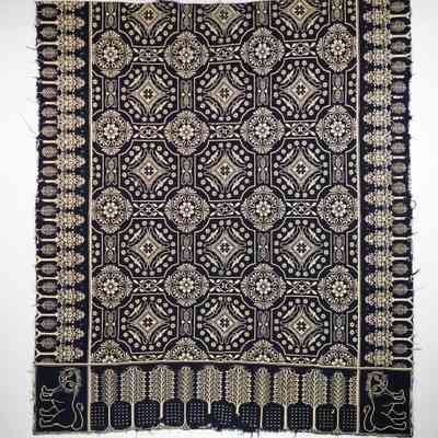 New York coverlet, doubleweave; big lion trademark