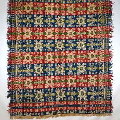 Pennsylvania coverlet by John Wildin for Barbara Markey, 1838, tied beiderwand