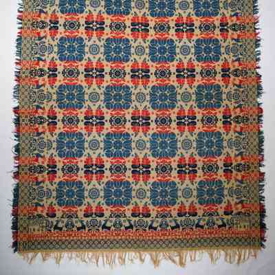 Maryland coverlet; tied half doublecloth; Peter Warner 1846