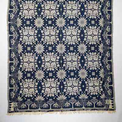 New York coverlet; half doublecloth; 1842