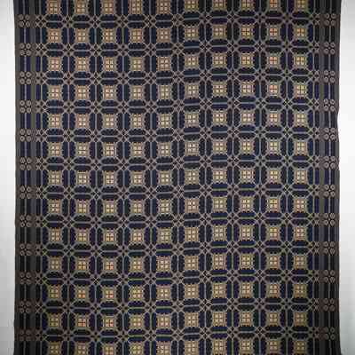 Geometric coverlet by Heirloom Family Weavers, doubleweave, 2025