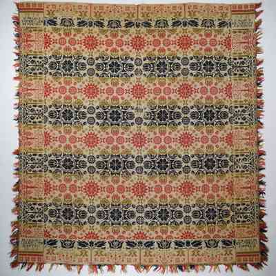 Pennsylvania coverlet; tied half doublecloth; John Cleaver 1846