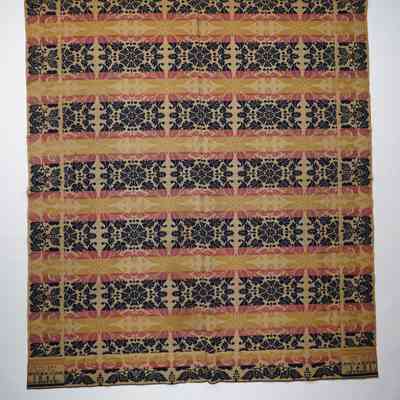 Pennsylvania coverlet; tied half doublecloth; Abraham Lapp 1841