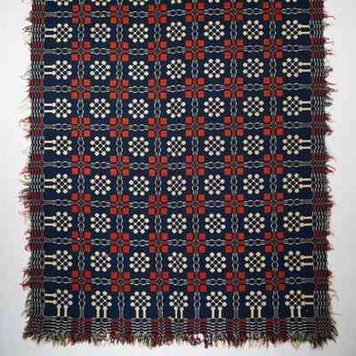 Geometric coverlet; doublecloth
