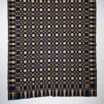 Geometric coverlet; doublecloth