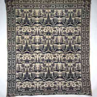 Ohio coverlet, doubleweave, "Boston harbor"