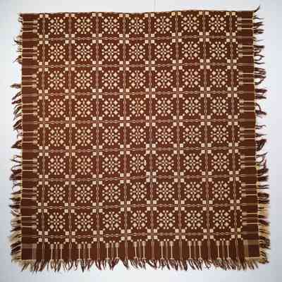 Geometric coverlet; doublecloth