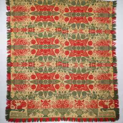 Pennsylvania coverlet; tied half doublecloth; John Kirst 1849
