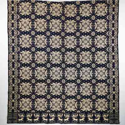 New York coverlet by Archibald Davidson for Fanny Jeffers, doubleweave, 1835