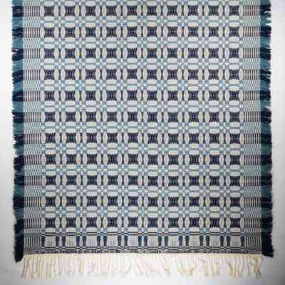 Geometric coverlet (modern) by William Leinbach for John and Janet Simmermaker, 1985, overshot