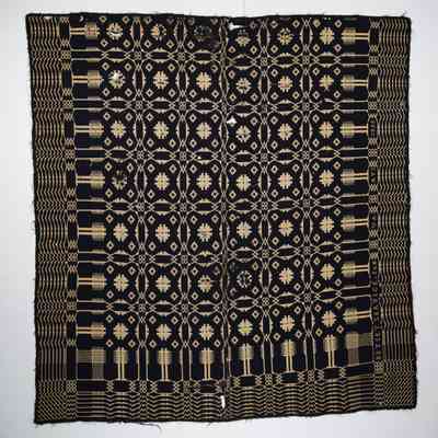Geometric coverlet; doublecloth