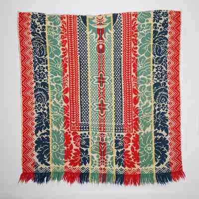 Crib coverlet; tied half doublecloth