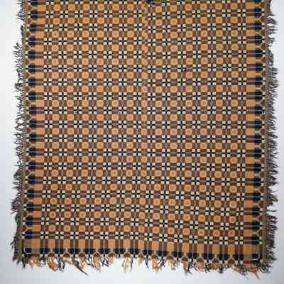 Geometric coverlet; doublecloth