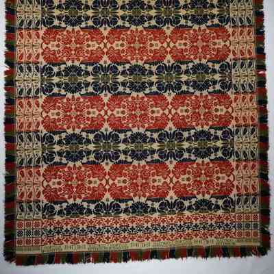 Pennsylvania coverlet; tied half doublecloth; David Brown 1841