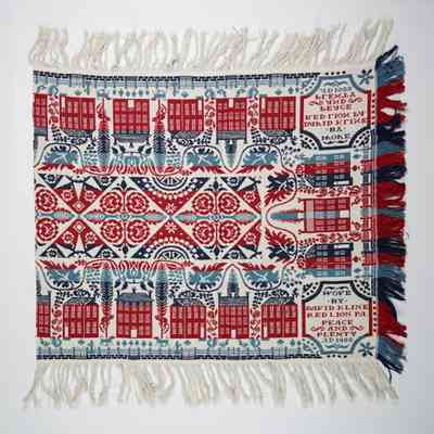Pennsylvania crib coverlet; tied half doublecloth; David Kline 1988