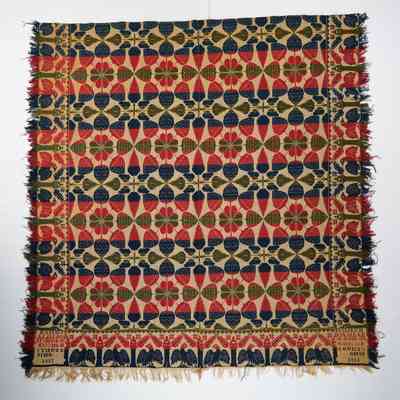 Ohio coverlet; tied half doublecloth; Friedrich Boediker 1866