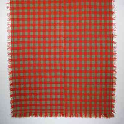 Geometric coverlet; plainweave