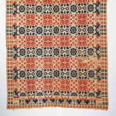 Ohio coverlet; tied half doublecloth; 1845
