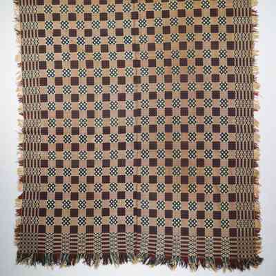 Geometric coverlet; doublecloth