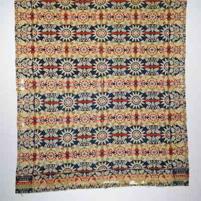 Pennsylvania coverlet; tied half doublecloth; Samuel Hicks 1834