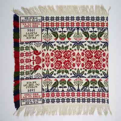 Pennsylvania crib coverlet; tied half doublecloth; David Kline 1986