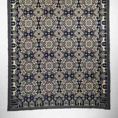 New York coverlet, doubleweave, woven in Tyrone for Catherine Vanlieu, 1837