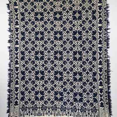 Ohio coverlet; tied half doublecloth; D. Smith 1854